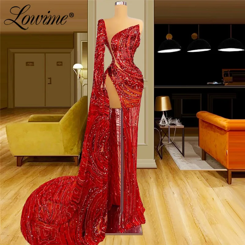 

Lowime 3 Designs Shiny Fabric Burgundy Long Prom Dresses Crystals Beaded Party Dress For Wedding Robes Dubai Arabic Evening Gown