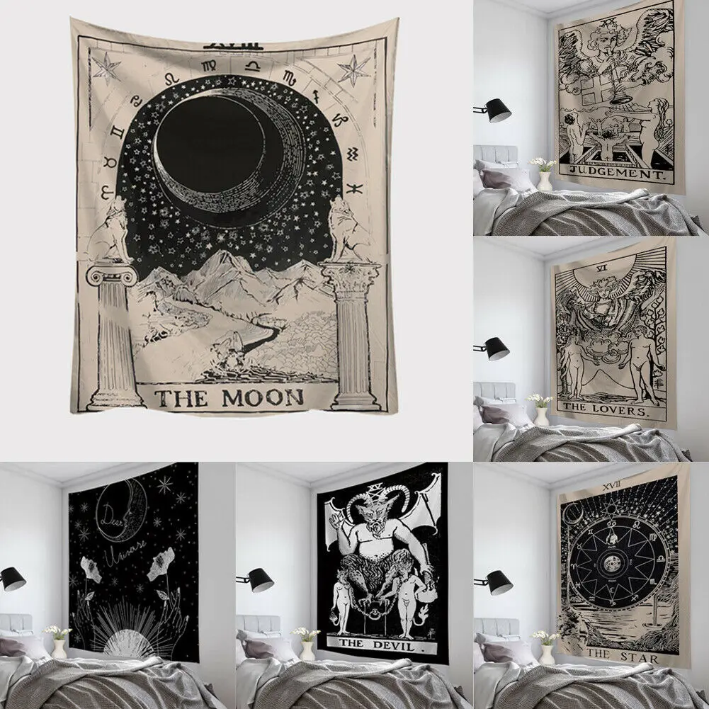 Dropshipping Tarot Card Tapestry Wall Hanging Astrology Divination Bedspread Beach Mat | Дом и сад