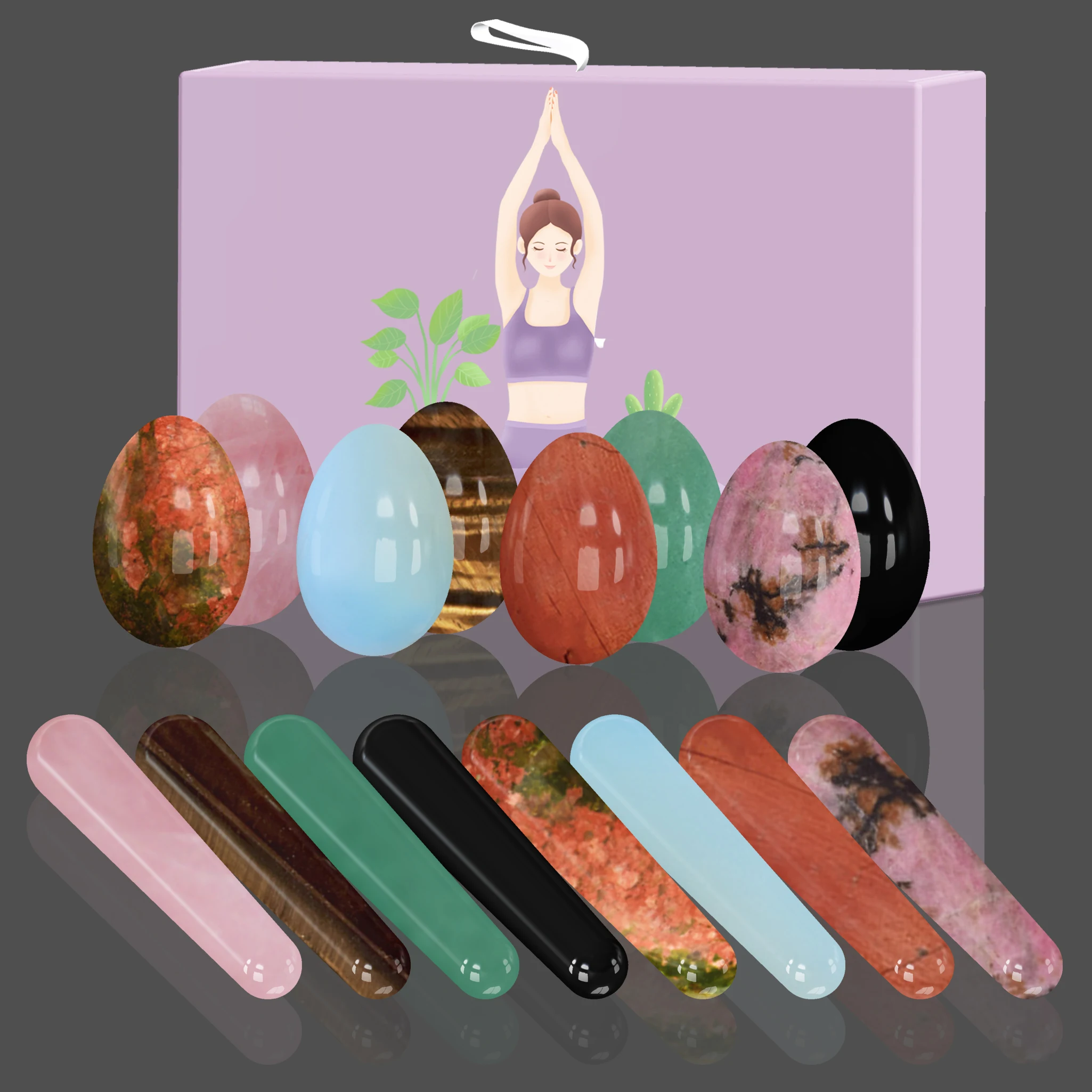 

Undrilled Yoni Egg Set with Box Women Kegel Exerciser Jade Eggs Vaginal Muscles Tightening Ball Massage Yoni Wand Jade Massager