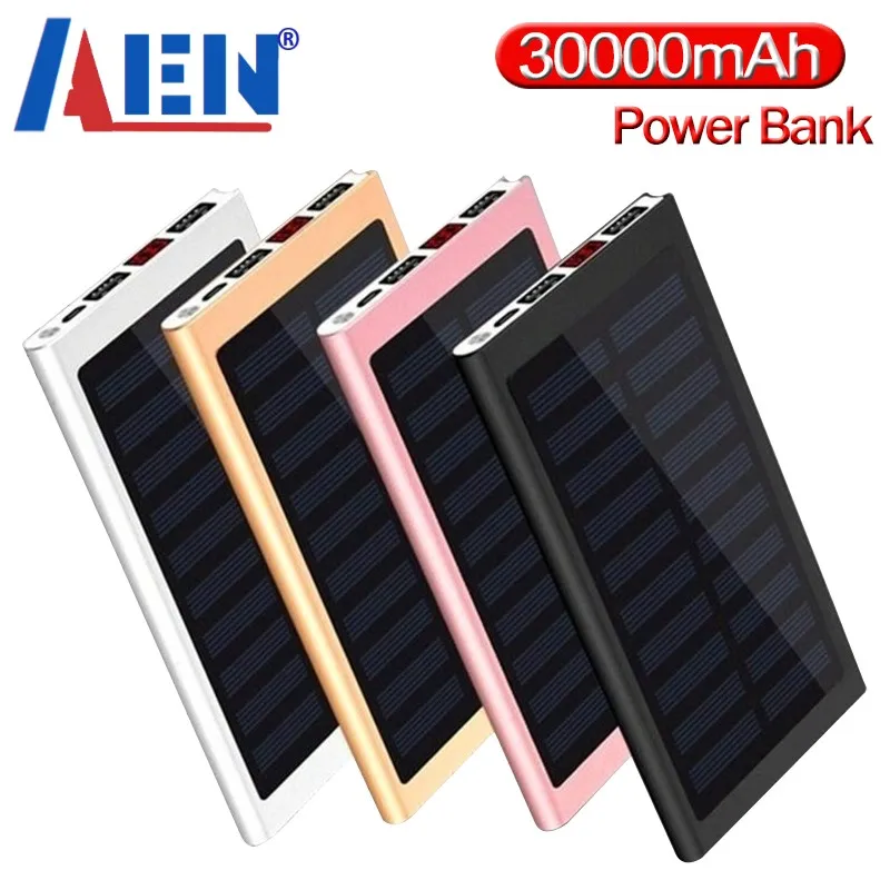 Solar Power Bank 30000mah 2 USB External Battery LED Portable Powerbank Mobile Phone Solar Charger for smart phone