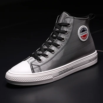 

Casual knitting solid fashion men Sneaker leisure High white casual slip de Sneakers sneaker sapatos leather zapatos mens shoes