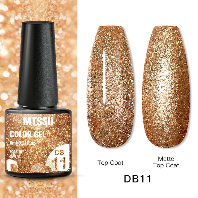 Mtssii Reflective Glitter Gel Nail Polish 6ml Sparkling Auroras Laser Nail Gel Nail Art Varnish Semi Permanent Top Base Gel Q12601 NO Reflective