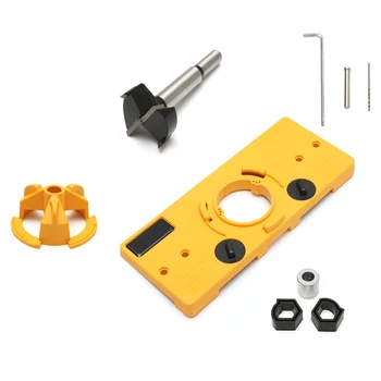 

35MM Cup Style Hinge Boring Jig Drill Guide Set Door Hole Template Hole Locator Woodworking DIY Tool