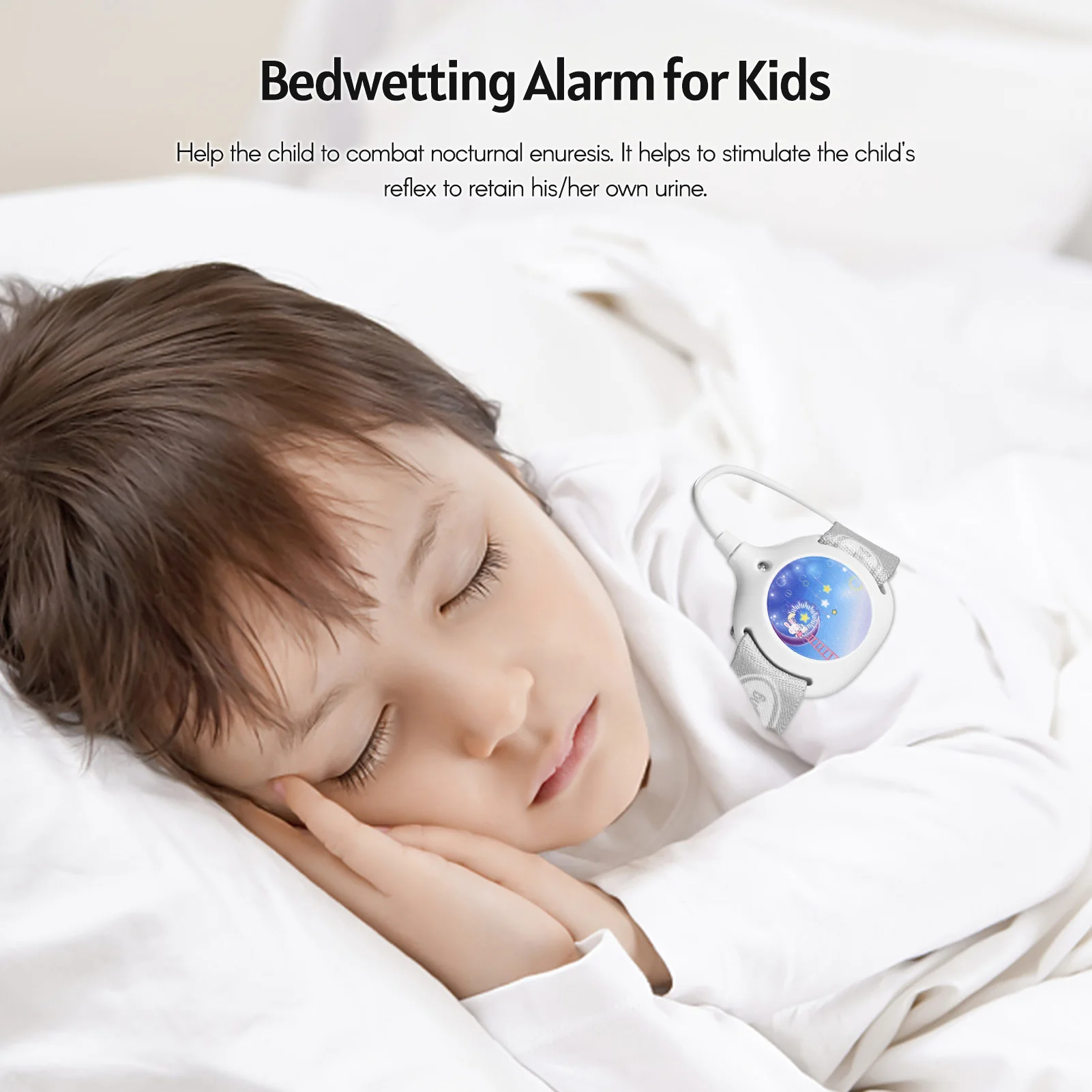 MA-108-2 Bedwetting Alarm Enuresis Alarm with Light Sound and Vibration USB rechargeable for Boys Girls Kids Children Adults