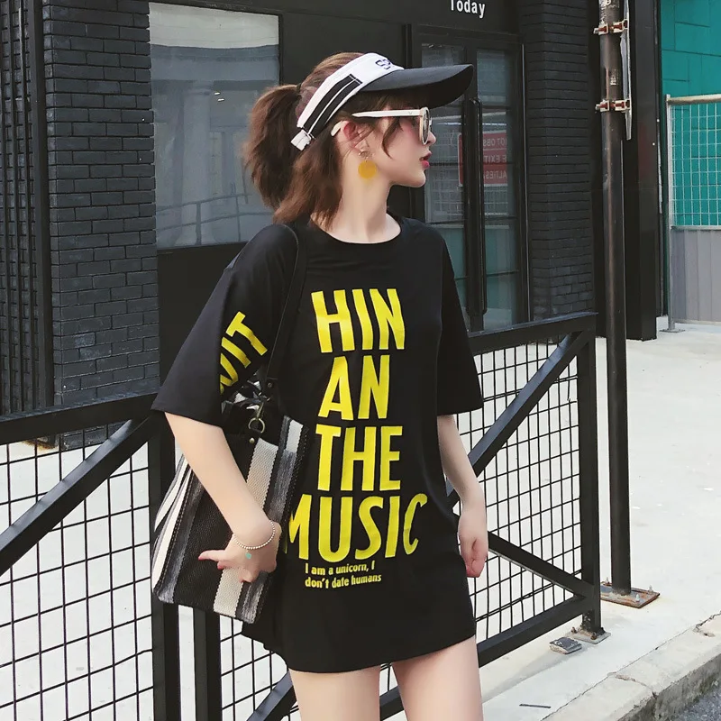 

2019 New Style Korean-style Boxer Sporty Two-piece Swimsuits English Printed Bikini Conservative Swimwear Three-piece Set