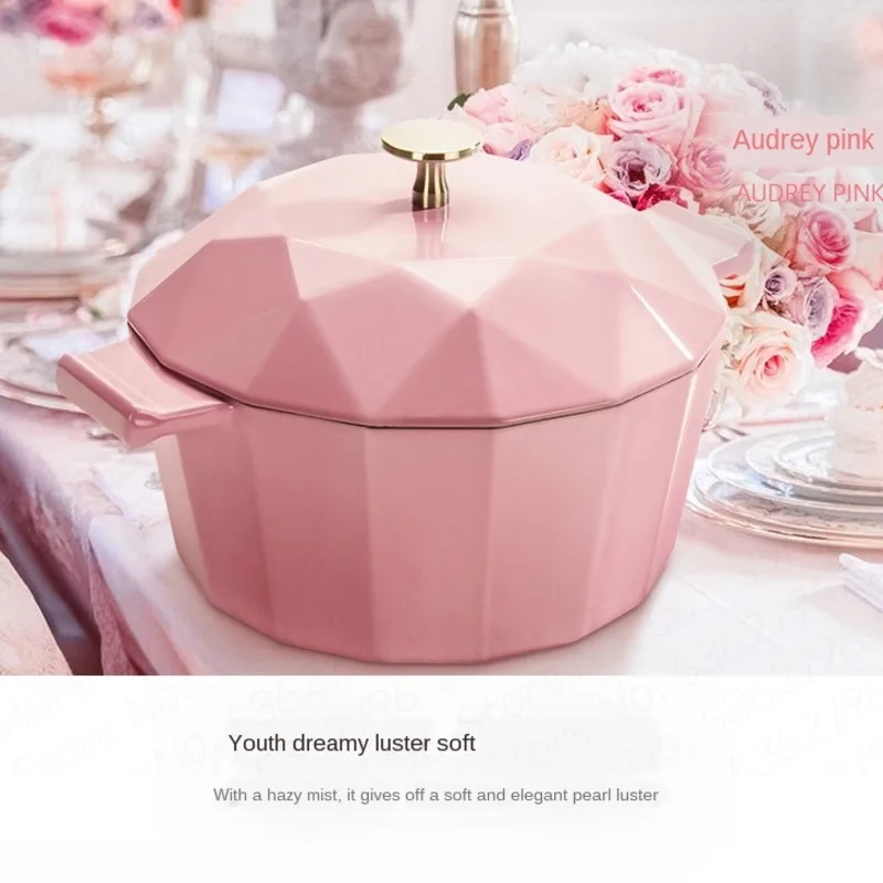 Высокопрофильная кастрюля ручной работы из чугуна с утолщенной эмалью для