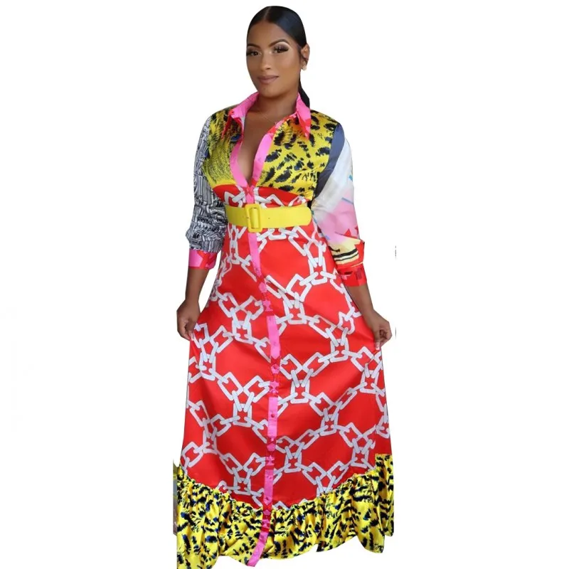 Африканские платья для женщин халат африканская одежда Дашики модная ткань с принтом Длинное Макси платье с длинным рукавом африканская одежда