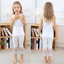 Летние леггинсы для девочек кружевные леггинсы длиной до колена скинни для маленьких девочек хлопковые узкие брюки детская одежда для детей от 3 до 10 лет