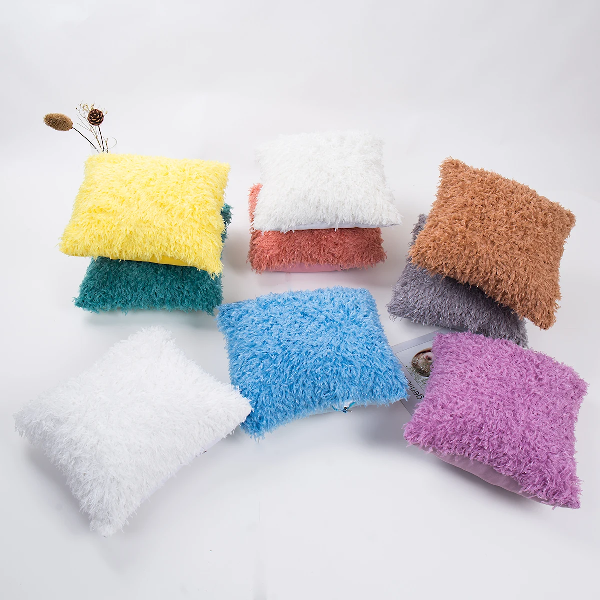

Бархатный Чехол для подушки с твердыми перьями, Мягкий Пушистый Плюшевый чехол для подушки, модное украшение для автомобиля, дома, дивана, декоративная наволочка