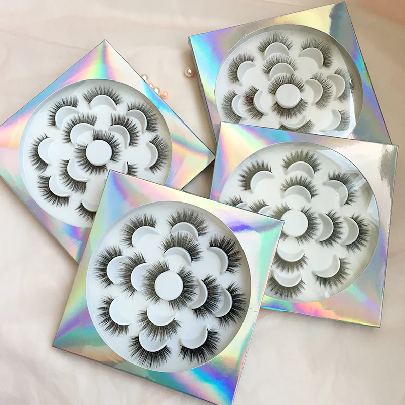 5D Faux Mink Eyelashes 7 Pairs in Flower Lashes tray