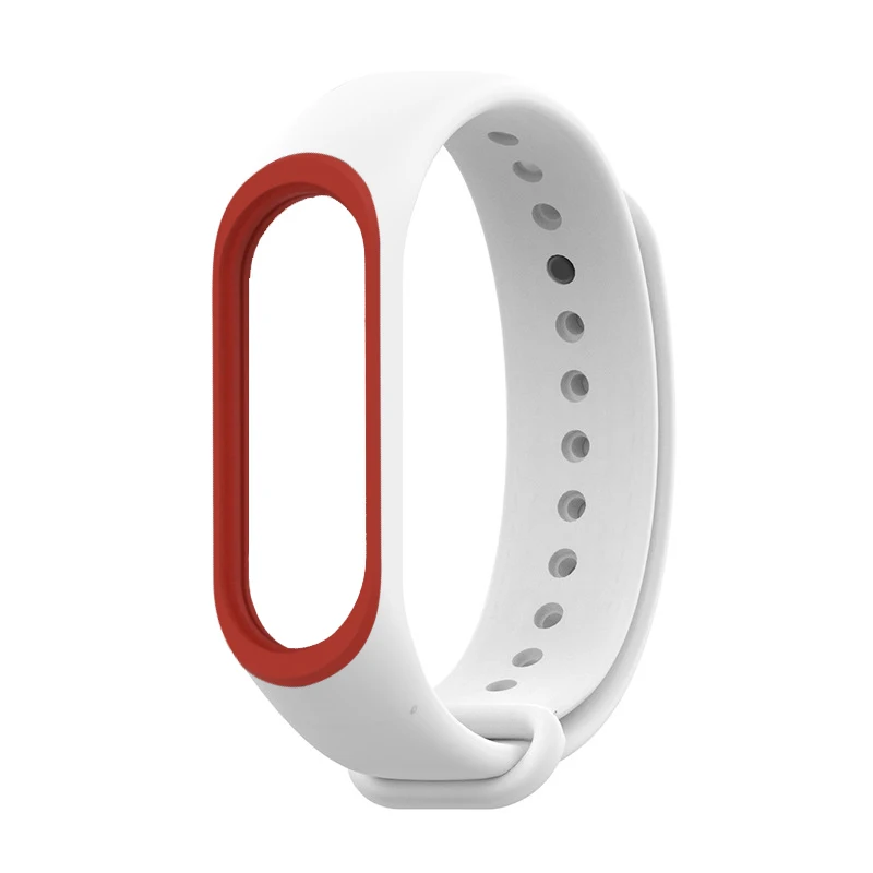 Для Xiaomi mi ремешок 4 ремешок силиконовый браслет для Xiaomi mi 4 аксессуары браслет mi Band 4 замена двойной цвет ремни - Цвет: White-red