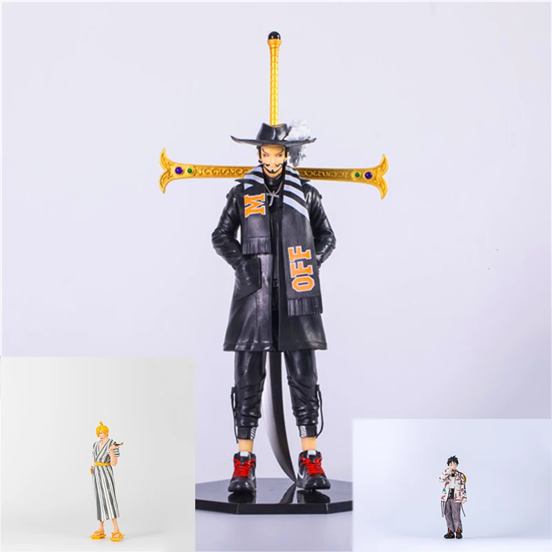 Аниме одна фигурка Луффи модель игрушек 22 см ПВХ Dracule Mihawk GK украшения экшн фигурки