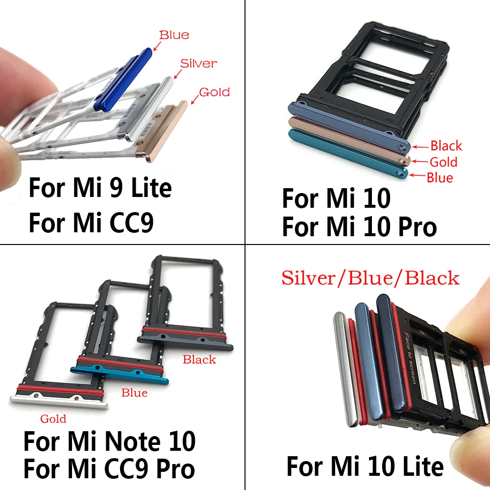 Держатель для SIM карты Xiaomi Mi 10 9 Lite CC9 Pro Note 10T Poco X3|Корпусы и рамки мобильных