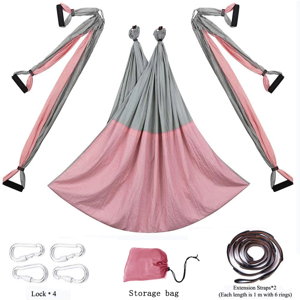 Aerial Yoga Hammock Set Antigravity Swing Training for Air Inversion Hanging Exercises with 2 Extensions Straps | Спорт и
