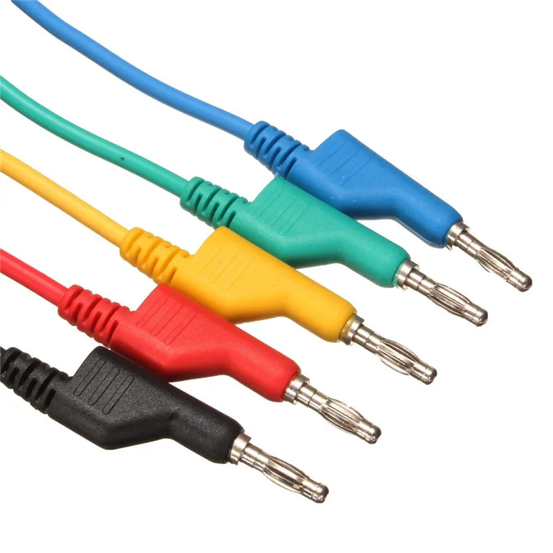 Alligator Clips Test Probes 5Pcs 1M 4mm Silicone