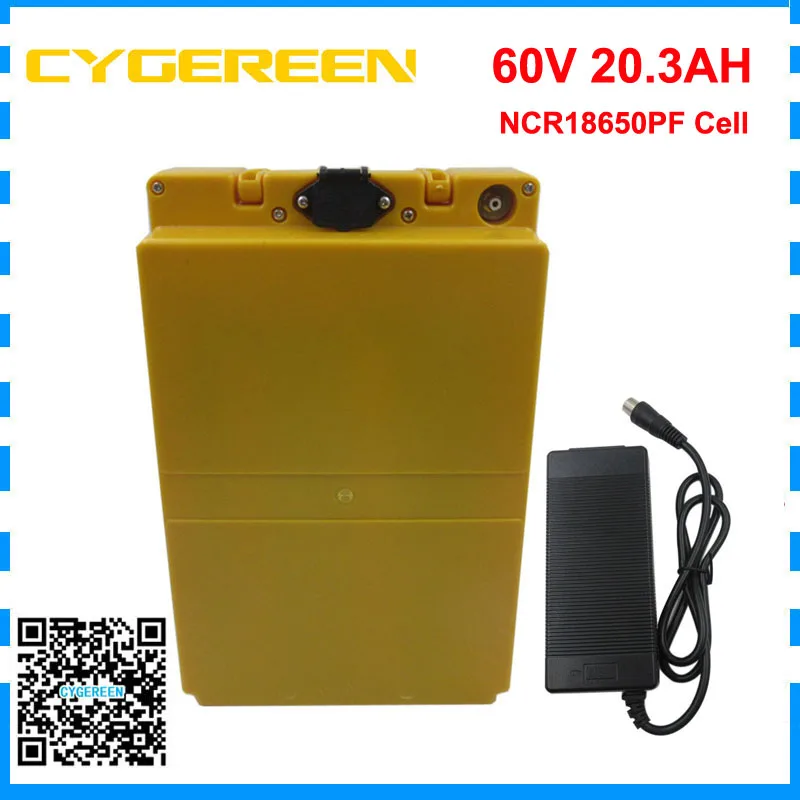 1500W 60 Вольт литий полимерный аккамулятор 60V 20AH с пластиковый чехол Электрический