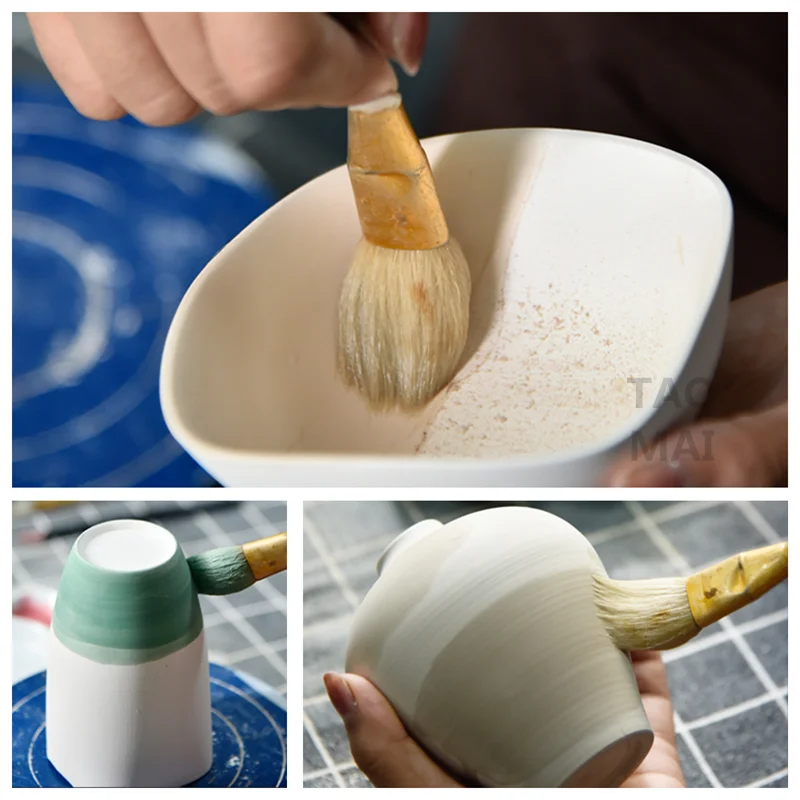 Pottery Tools Pottery Coloring Tool Ceramic Art Moisturizing Brush Ceramic Blank Tire Moisturizing Sweep Ash Brush Glaze Wool Pottery Painting Tools