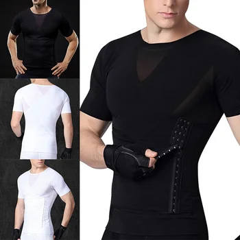 

Men Slimming Body Shaper Shirt Abs Abdomen Slim Yoga Fitness T-shirt Corset FS99