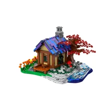 

MOC Architecture Villa Seaside Tree House Building Blocks Kit Idea Fishing Hut Bricks Assemble Toys For Children Birthday Gifts
