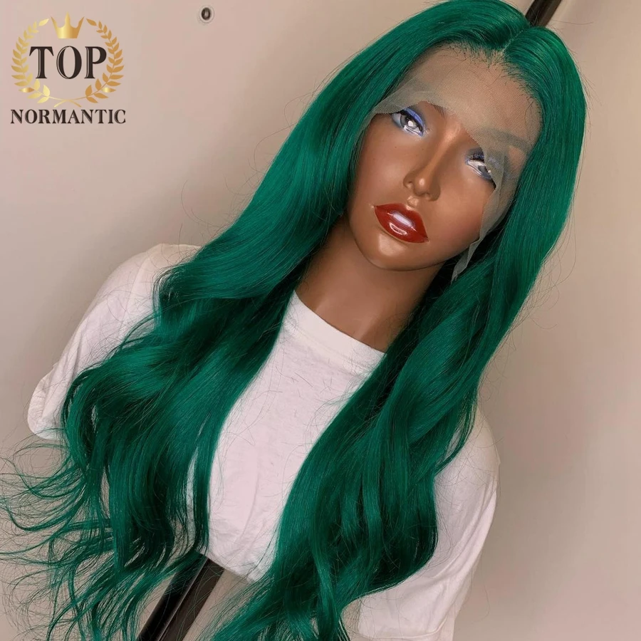Topnormantic Green Color 13X4 Lace Front Wigs With Baby Hair 4x4