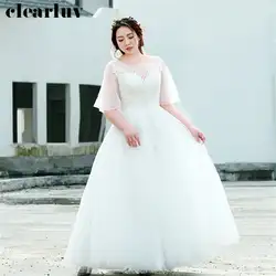 Свадебное платье размера плюс со съемным маленьким шлейфом Свадебные платья T458 Бесплатная доставка 2019 белое элегантное жемчужное платье