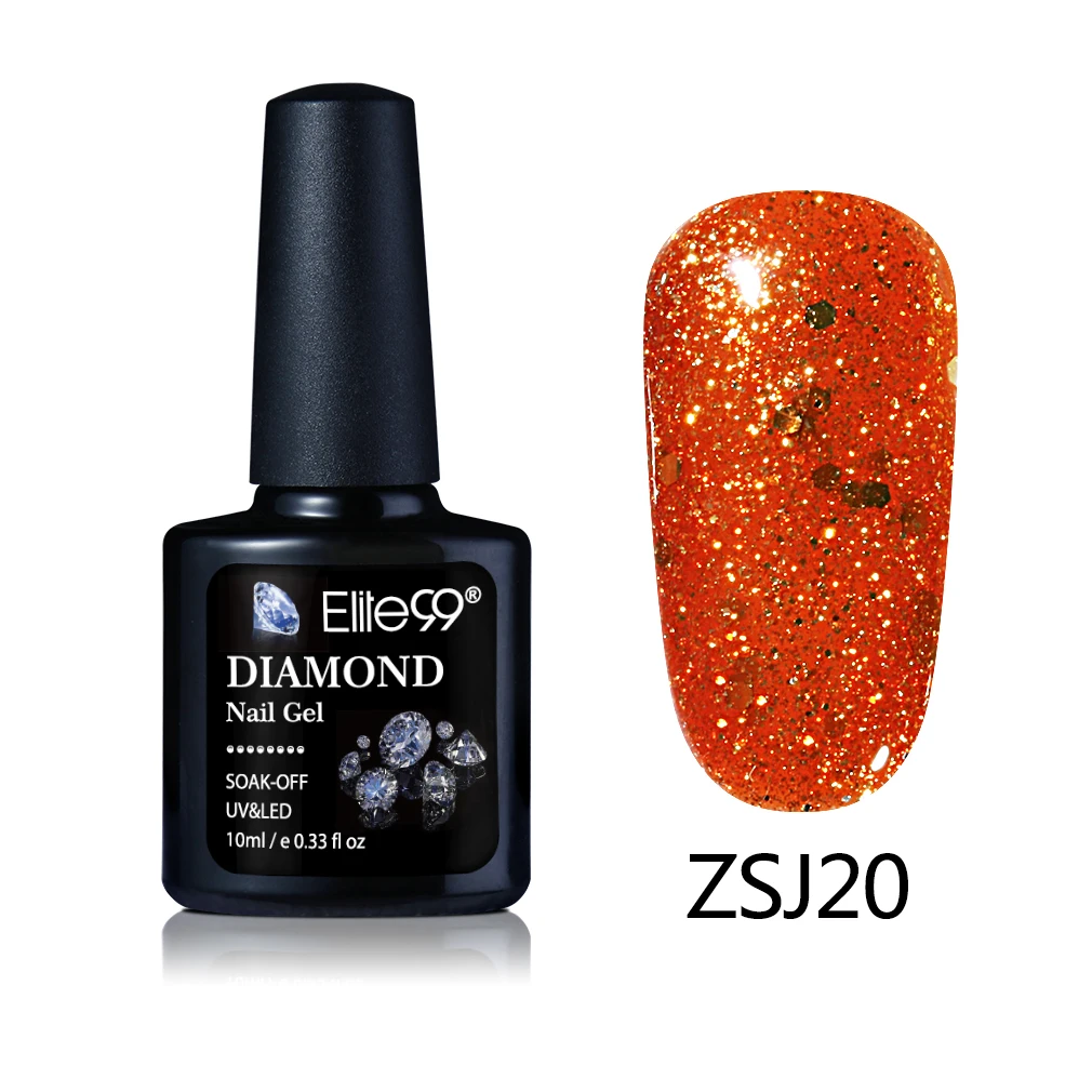 Elite99 10 мл Черный Алмазный гель для ногтей Гель-лак с блестками УФ-гель для маникюра Блестящие Блестки гель лак для ногтей Vernis Полупостоянный гель лак - Цвет: ZSJ20