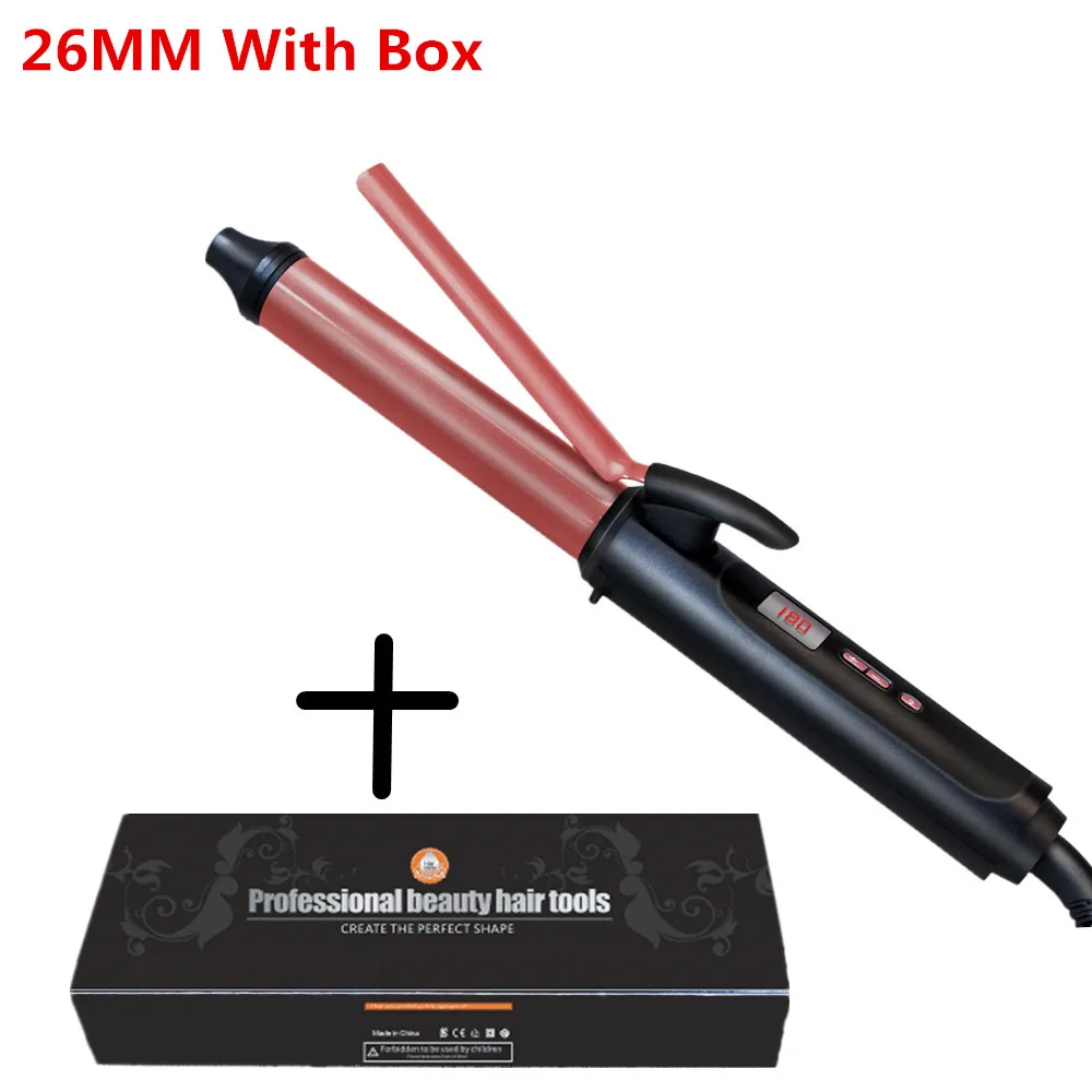 black 26mm with box Щипцы для завивки волос, керамические щипцы для завивки волос 9 мм, 26 мм, профессиональные щипцы для завивки волос, волнистые щипцы, щипцы для укладки волос, инструменты - Цвет: black 26mm with box