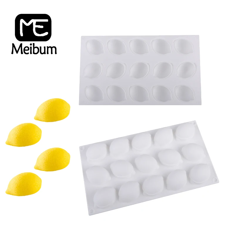 

Meibum 15 Cavity Lemon Shape Silicone Mousse Cake Mold French Dessert Fruit Jelly Chocolate Cupcake Decorating Mould Baking Tool