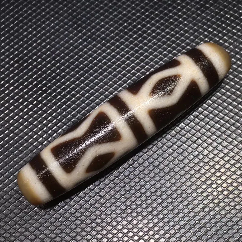

191115-2 Old Varjra Dzi Beads 12*52.5mm Natural Agate Material Tibetan Amulet Collectible Fine Jewelry Free Shipping