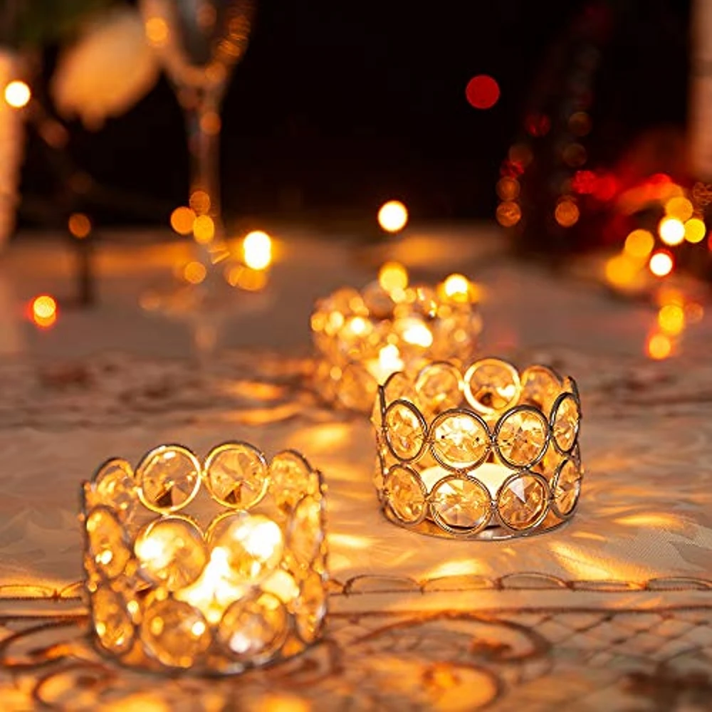 

Crystal Tea Light Candle Holders for Coffee Bar, Table Centerpieces, Home Wedding Party Decoration