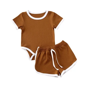 

Summer Newborn Baby Girl Boy Clothes Boys Girls Home Furnishing Casual Set Short Sleeve Romper Bodysuits + Shorts Two Piece Set