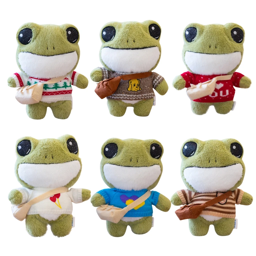 1pc 29cm Cute Big Eyes Frog Plush Toy Stuffed Animals Soft Sweater Crossbody Bag Kid Birthday Christmas Gift For Girls Boys Xmas | Игрушки и