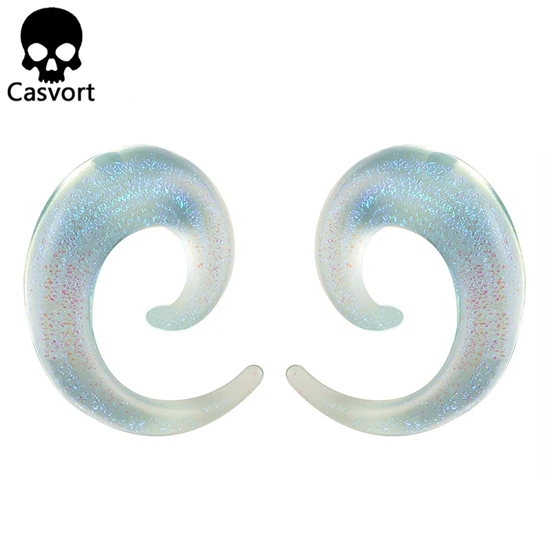 Casvort 2PCS New Piercing Ear Gauges Glass Ear Plugs Tunnels Expander Body Jewelry Stretcher Fashion Earrings For Gift - Окраска металла: clear