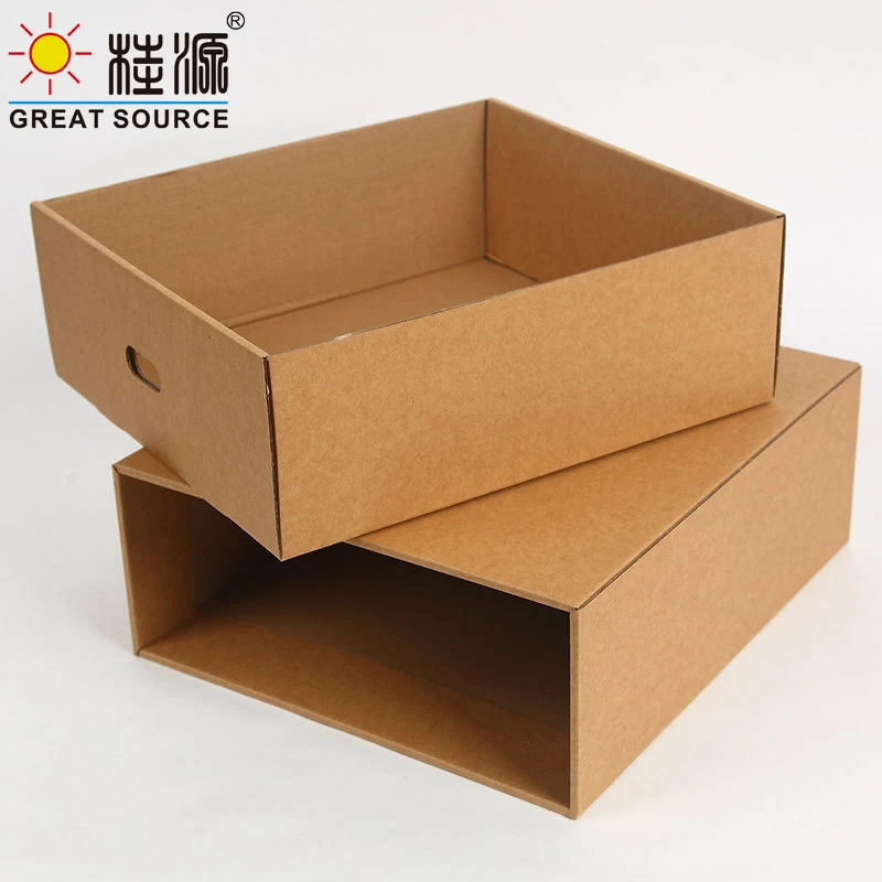 MQQ Foldaway Storage Box Corrugrated Desk Top Organizer Single Drawer Quality Kraft Board Storage Box Wit Punch Handle (2PCS)