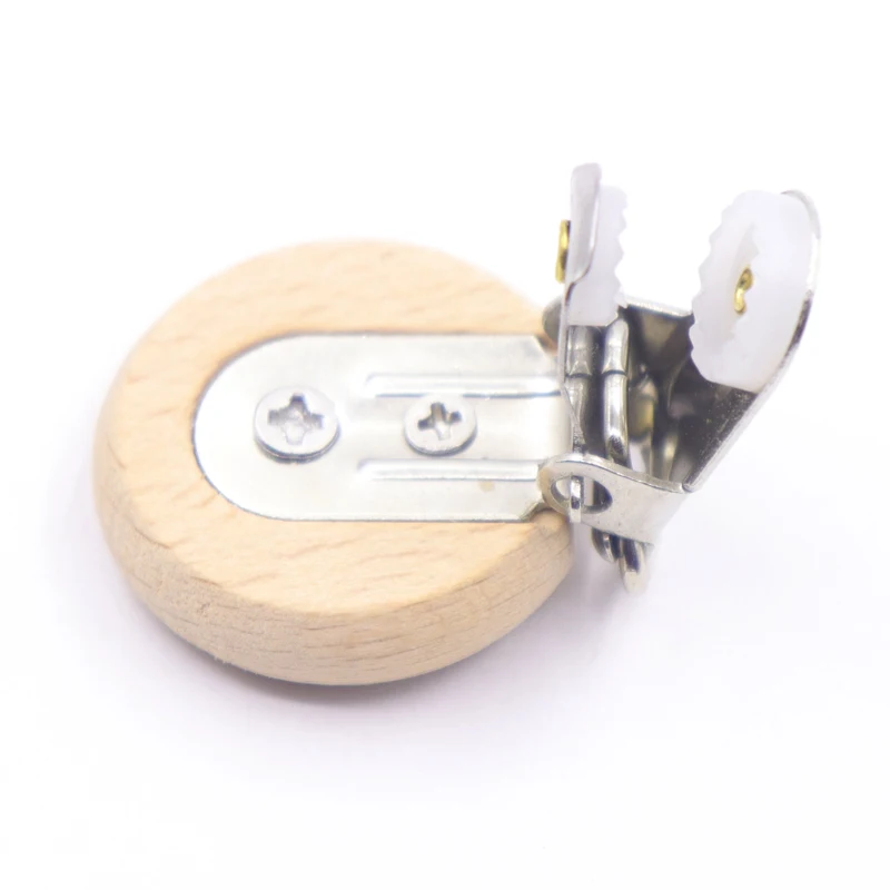 Wooden Baby Pacifier Holder Metal Clip Beech Baby Pacifier Clips Chain Accessories BPA Free Wooden Teether Chilren Goods Toy 5pc