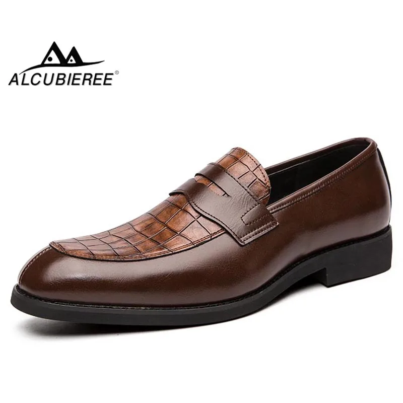 

ALCUBIEREE Fashion Mens Penny Loafers Vintage Men Dress Shoes Formal Dress Shoes Elegant Wedding Party Shoes Man Formal Oxfords