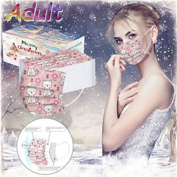 

Adult Christmas Disposable Face Mask Industrial Meltblown Nonwove 3 Layer Filter Ear Loop Face Shiled Mask Mascara Mascarillas