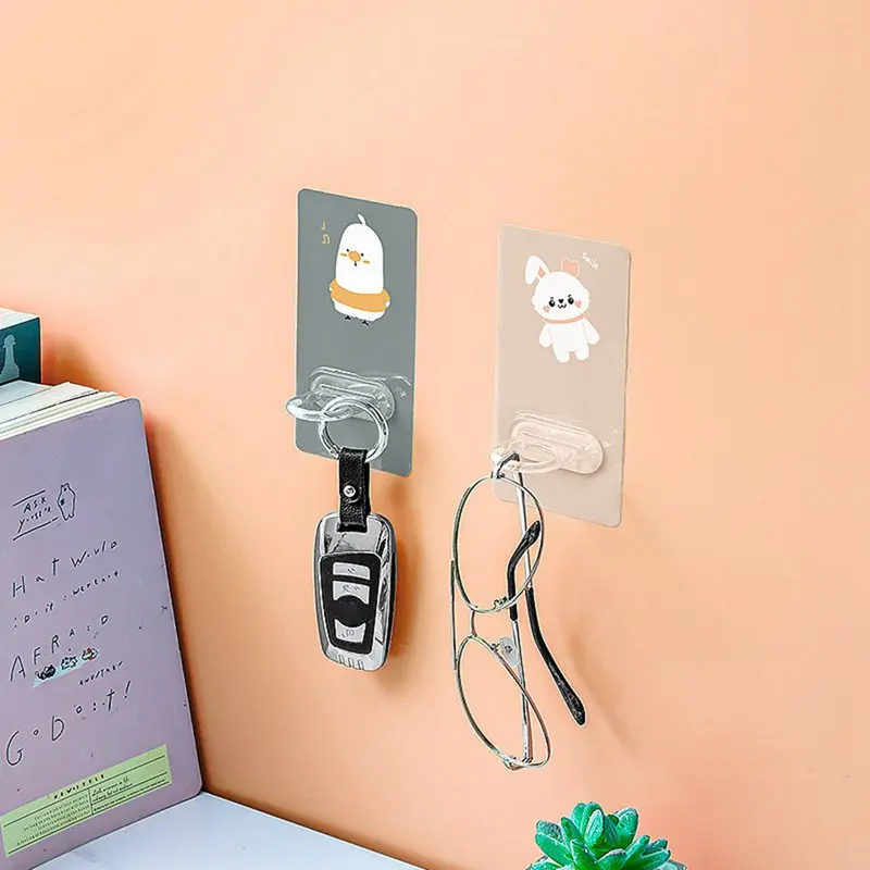 1pcs Cartoon Adhesive Hook Plastic Door Hanger Self Adhesive Wall