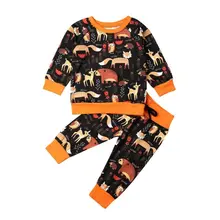 Одежда для маленьких мальчиков и девочек от 1 до 5 лет Топ, футболка, штаны, леггинсы спортивный костюм