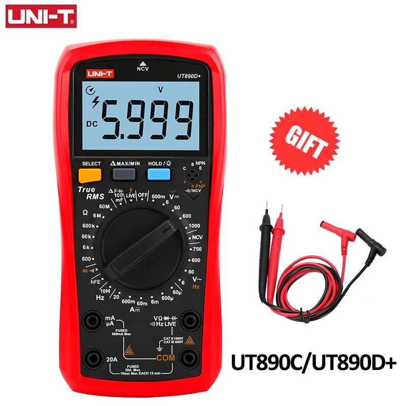 UNI T истинных среднеквадратичных значений UT890C UT890D + цифровой мультиметр ручной