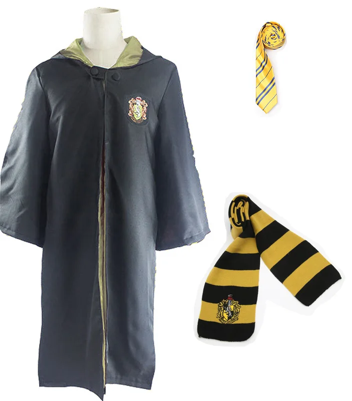 Hufflepuff-B Хогвартс Поттер халат Hufflepuff Ravenclaw Гриффиндор Слизерин Поттер костюмы накидка плащ галстук шарф Гермиона Рождественский подарок - Цвет: Hufflepuff-B