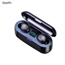 Soopii Беспроводной наушники-вкладыши TWS Bluetooth 5,0 наушников с светодиодный Дисплей двойной Батарея& Мощность банк 8D стерео спортивные наушники для бега