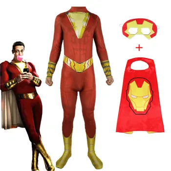 

The New Captain Marvel Shazam Cosplay Costume Billy Batterson Jumpsuit Costume Surprise Costume Boy Superhero Jumpsuit Cosplay