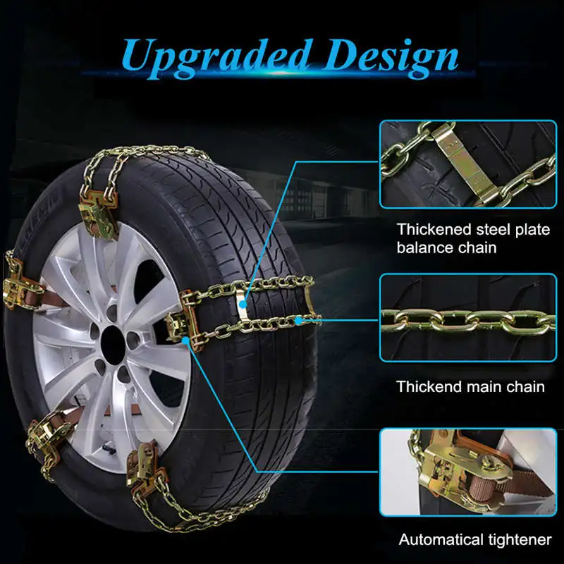 Wear-Resistant Steel Car Snow Chains Balance Design Anti-Skid Chain For Ice/Snow/Mud Road Safe For Driving