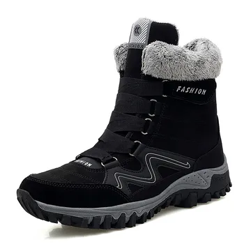 

Coslony Winter Boots black Fur keep Warm Snow Boots Men Winter Work Casual Shoes Leather Sneakers High Top Ankle Boots Men
