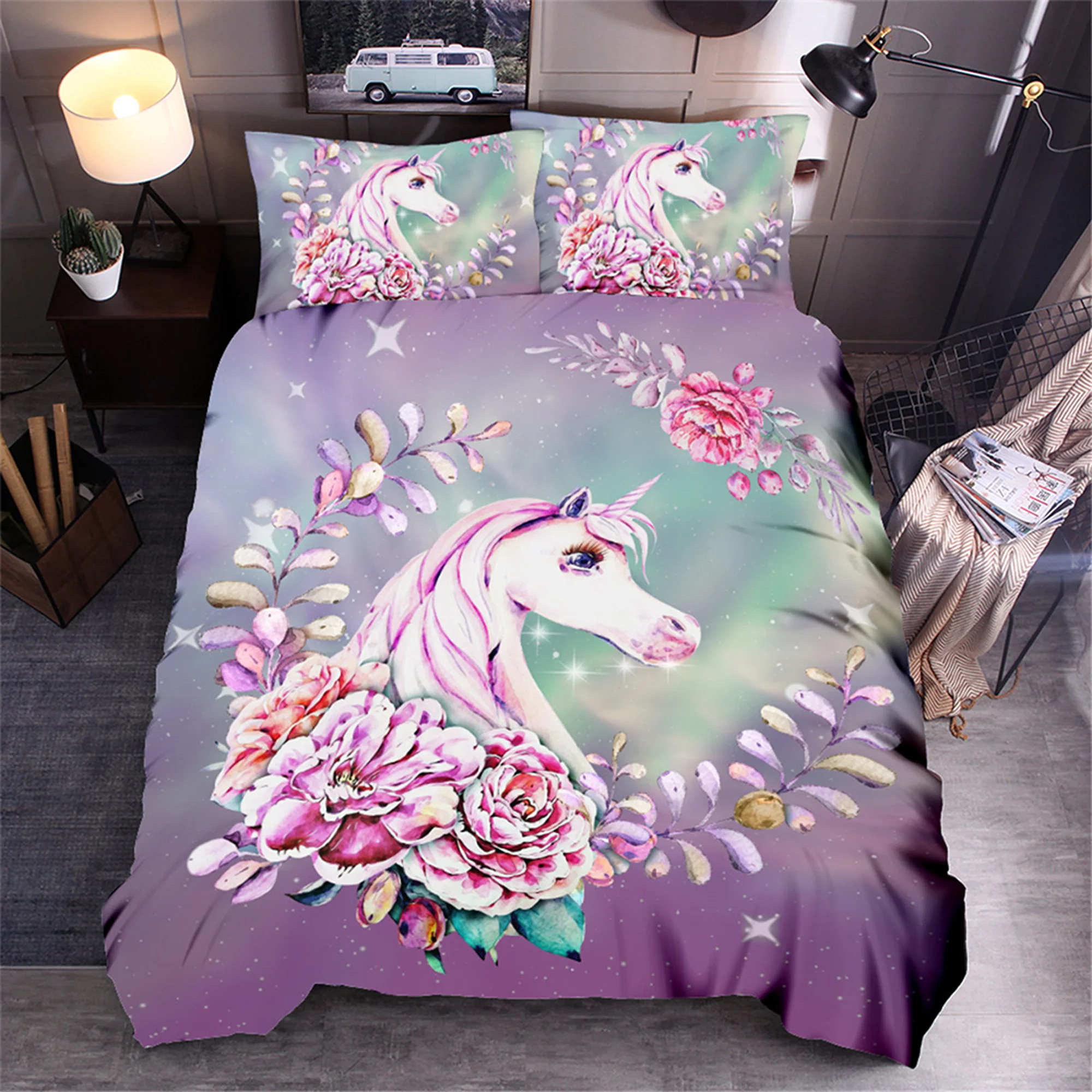 Ambilight Unicorn Printing Bedding Set Quilt Cover Bedclothes Pillowcase Duvet Cover Set Queen King Size Girls Bedroom Decor Bedding Sets Aliexpress aliexpress
