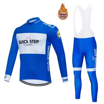 

2020 Pro Team QUICK STEP Cycling Jersey 9D Bib Set Belgium Bike Clothing Mens Winter Thermal Fleece Bicycle Clothes Cycling Wear