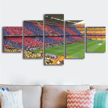 

Canvas Paintings Modular Home Decor 5 Pieces Football competition Soccer Stadium Poster Pictures Living Room Wall Art