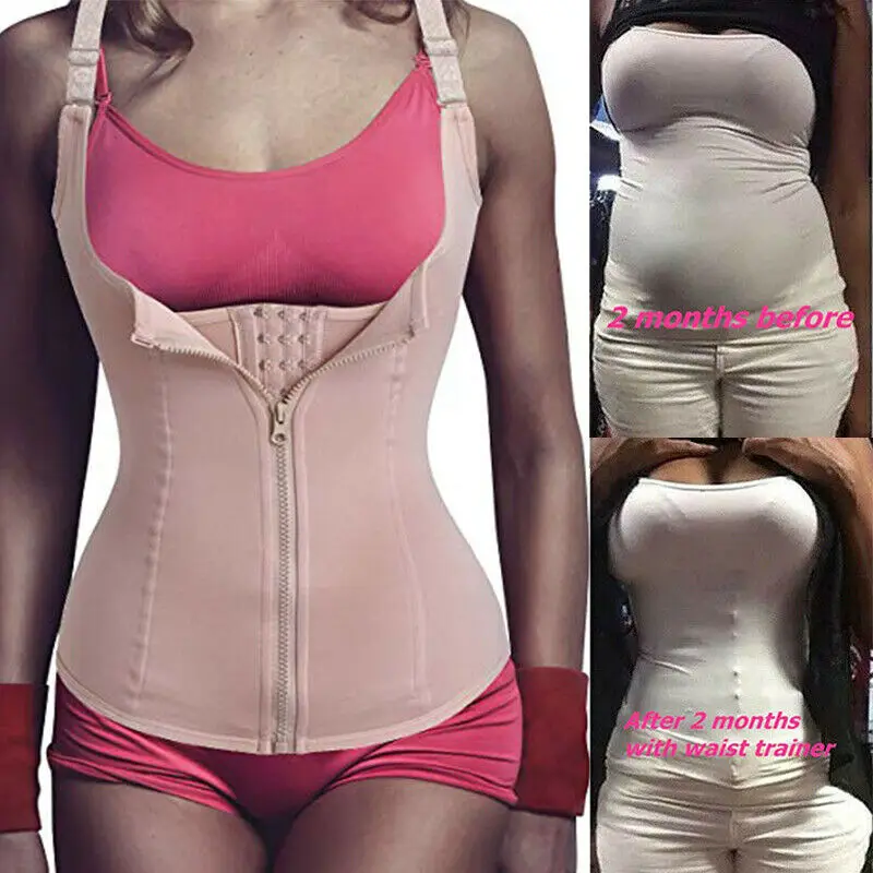 

Fajas Reductoras Colombianas Body Shaper Vest Ladies Waist Trainer Zipper Tummy Control Corset Slimming Belly Modeling Strap
