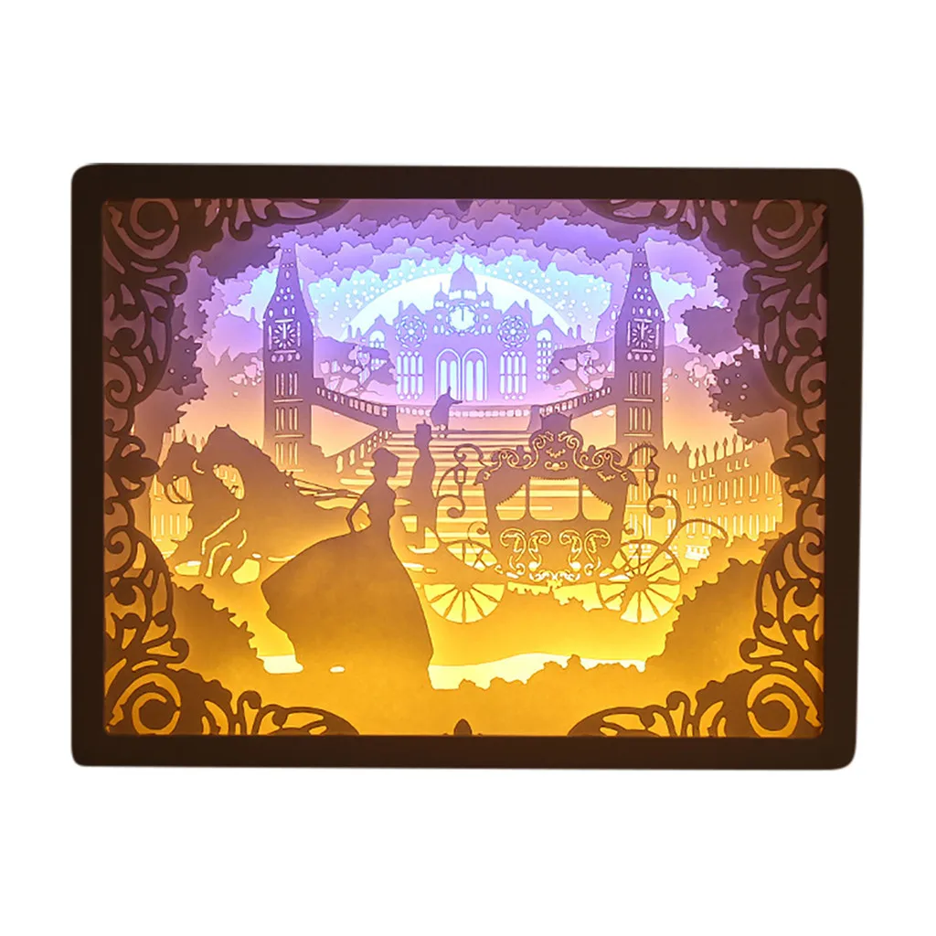  3D Paper carving lamp Multiple styles combined Light Shadow Paper Carved Lights Diy Creative Remote - 4000169060455